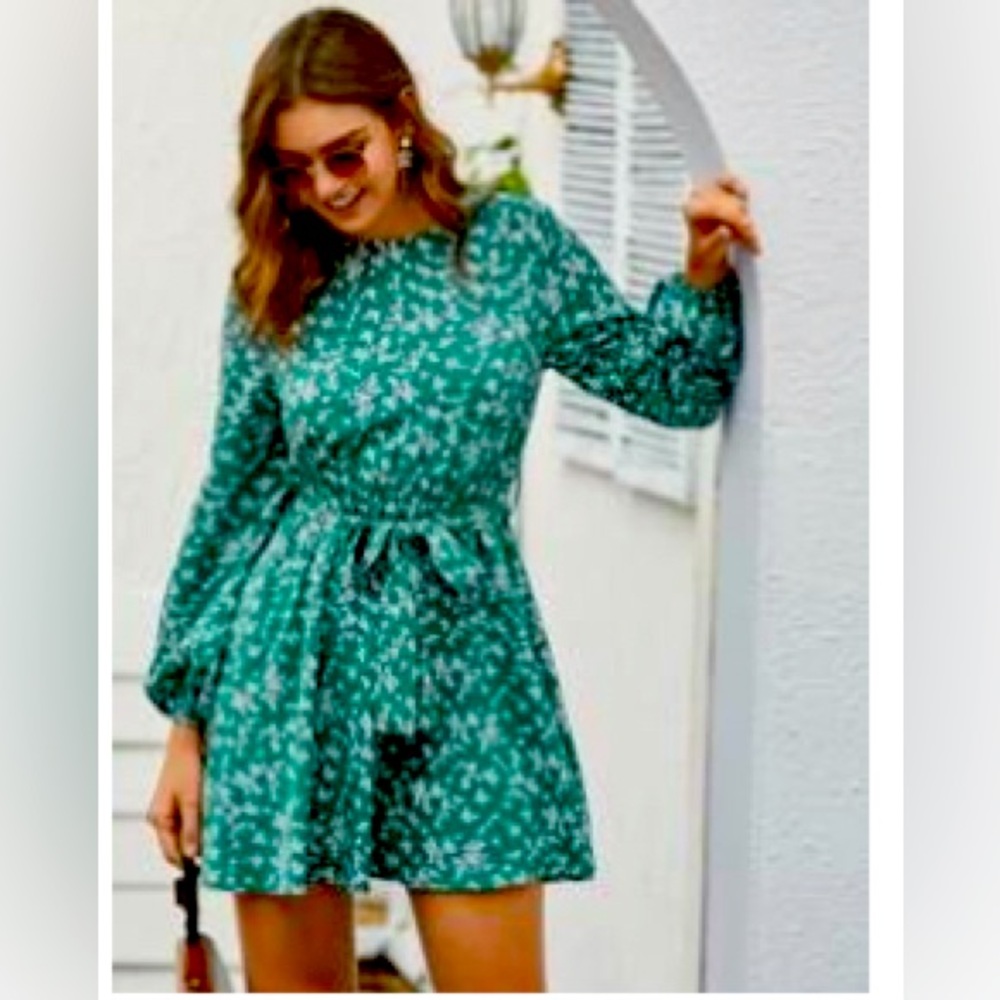 Green floral dress